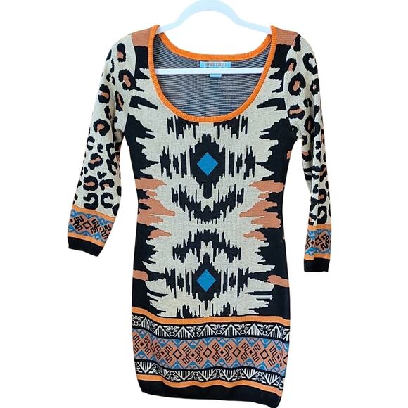 Aztec Animal Print Bodycon Dress Size Small Like New Flying Tomato Juniors - Picture 1 of 11